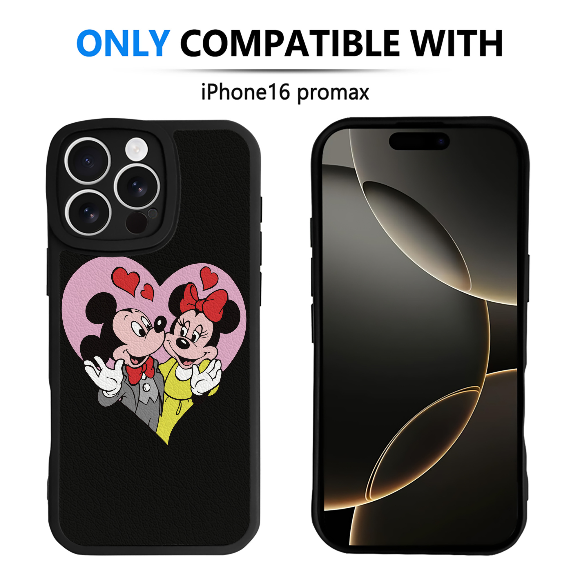 （画像用） ミッキーマウス Mickey Mouse 【iPhone 16シリーズ対応】シリコンスマホケース（レザー調） 材質：シリコン